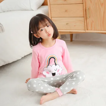 Ir 2021. Ziemas Bērni Kokvilnas Pidžamas Komplekts Baby Girl Apģērbu Cartoon Kids Sleepwear Pyjama Enfant Zēni Pijama Toddler Inflant Naktsveļu