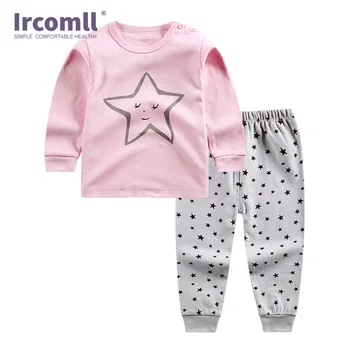 Ircomll Jaundzimušo Puiku Un Meiteņu Apģērba Komplekts Kokvilnas Multenes Maziem Bērniem, Baby Sleepwear Bērnu Pidžamas Komplekti, Topi+Bikses Unisex Ho