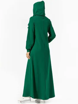 Islāma Apģērba Kapuci Tracksuit Maxi Kleita Sievietēm Musulmaņu Dubaija Turcija Izšuvumi Skriešanas Gara Kleita Kabatām Sporta Staigāt Valkā