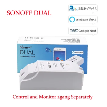 Itead Sonoff dual control 2 Banda Wi-Fi gaismas slēdzi kontroles divām ierīcēm smart Wi-Fi bezvadu smart switch darba Alexa