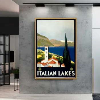 Itālijas Ezeri Reklāma Retro Vintage Plakātu Sienas Foto Attēlus, Sienu Mākslas Telpā Sienas Dekori Krāsošana Audekls Drukāt