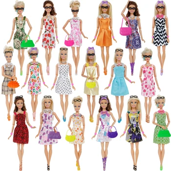 Izlases 43 Gab./Komplekts Lelle, Rotaļlieta, 1x Zilas Pusei Pieaudzis + 10x Kurpes + 16x Lelle Piederumi + 8x Mini Lelle Kleita Drēbes par Barbie Lelle