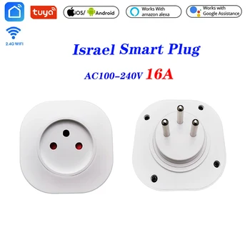 Izraēla Kontaktdakša 16A Tuya WIFI Smart dzīves Ligzda Izraēla Plug Tālvadības pults Smart Darba Alexa, Google Palīgs