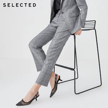 Izvēlas Sievietes ir Vilnas Pleds Straight Fit Biznesa Uzvalks Bikses SIG|419418501