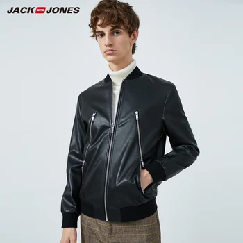 JackJones Vīriešu Mākslīgās Ādas Beisbola Apkakles Metāla Rāvējslēdzēju Lidot Streetwear Jaka, vīriešu apģērbi| 219321545