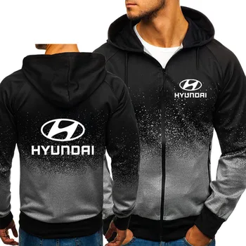 Jaka Vīriešiem Hyundai Auto Logo Drukāt Gadījuma HipHop Harajuku Gradientu, krāsu Kapuci Vilnas sporta Krekli rāvējslēdzēju Hoodies Cilvēks Apģērbi