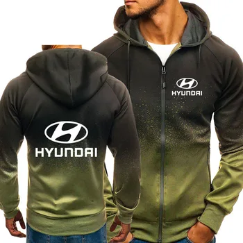 Jaka Vīriešiem Hyundai Auto Logo Drukāt Gadījuma HipHop Harajuku Gradientu, krāsu Kapuci Vilnas sporta Krekli rāvējslēdzēju Hoodies Cilvēks Apģērbi