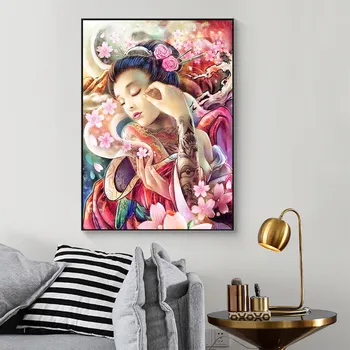 Japānas Geišas Dimanta Glezniecības Portreta Sieviete Kārtu Pilnīgu Urbt 5D Nouveaute DIY Mozaīkas Izšuvumi Krustdūrienā Mājas Dekoru Dāvanas