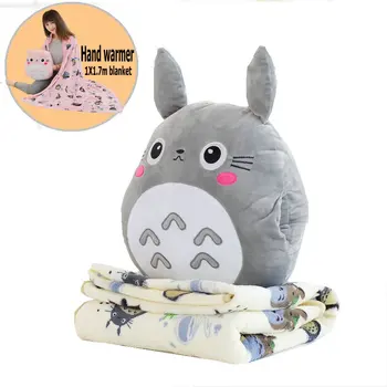 Japānas Totoro Pūķis, Kaķis Plīša Spilvens Mīksts Flaneļa sega ar Pildījumu rokas Siltāks Anime, Rotaļlietas, bērnu Gultas Spilvena Draudzeni