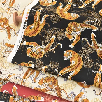 Japānas vintage tiger auduma Retro stila auduma bronz kokvilnas audumu DIY Soma 1 order=50cm*110cm