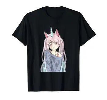 Japāņu Anime Meitene Unicorn Krekls - Pastelis Goth - Punk Iespiests T-Krekli Vīriešu Modes 2019 Gadījuma Vienkrāsainu Augstas Kvalitātes T Krekls
