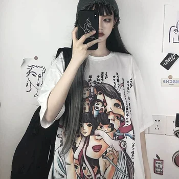 Japāņu Anime Tshirt Sieviešu T Krekls Harajuku Violeta Īsām piedurknēm T-krekls Vasaras Jauno korejas Zaudēt Karikatūra Izdrukāt Studentu Krekls