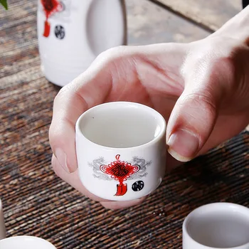 Japāņu Sakē Komplekts, 6 Gab Dēļ Iestatīt Ar Roku Apgleznoti Dizaina Porcelāna Keramikas Tradicionālās Keramikas Krūzes Amatniecības Vīna Glāzes, Dāvanu Kastē