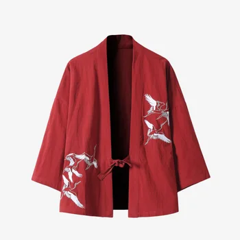 Japāņu Stila Kimono, Halāti Tradicionālo Celtņu Drukāt Haori Jaciņa Āzijas Apģērbu Samurai Yukata Vīriešu Jakas Hip Hop Streetwear
