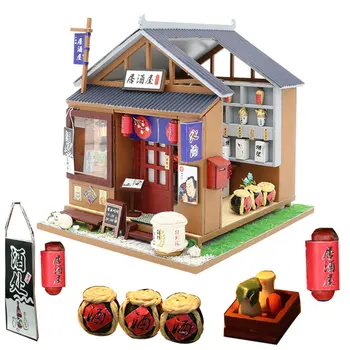 Japāņu stila krogs diy leļļu nams mēbeles radošo mājas modelis Montāža namiņš rotaļlietas oyuncak bērnu dzimšanas dienas dāvana