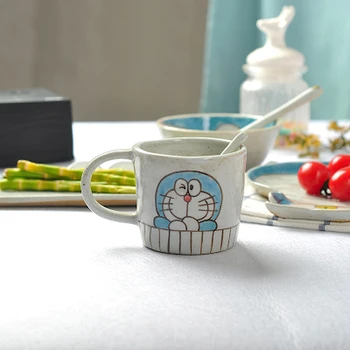 Japāņu Stila Roku Sagatavots Zils Kaķis Keramikas Galda Piederumi Komplekts Restorāns, Mājas Virtuve Plāksnītes Bļodā Trauku Kausa Karoti Galda Piederumi Bērniem