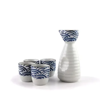 Japāņu stila Vintage Jūras Vilnis Modelis Keramikas Vīna Trauki Dāvanu Mājās Hip Kolbas Labad Kausa Biroja Kung Fu Tējas Komplekts Teacup Gari Pot