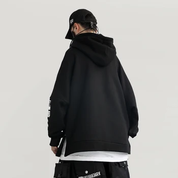 Japāņu Streetwear Cilvēks Hoodies Hip Hop Embroideried Pulovers Raibs Viltus Divas Darkwear Topi Techwear Hoodies