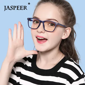 JASPEER Bērniem Zilā Gaisma Pretbloķēšanas Brilles Zēniem Meitenes Ieplests Brilles TR90 Gaismas Rāmis Bērniem Datoru, Stikls