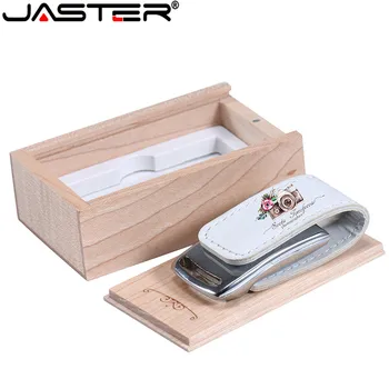 JASTER custom Uzņēmuma Logo, usb 2.0 Flash pen drive 64GB, 32GB 4GB 8GB 16GB Pendrive Ādas Usb+Box (10 bezmaksas pielāgošana)