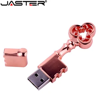 JASTER metāla rose gold USB Zibatmiņas Disks USB zibatmiņas, Galvenie Patiesas zelta pendrive 4gb 8gb 16gb 32gb 64GB Īkšķi Stick, memory stick