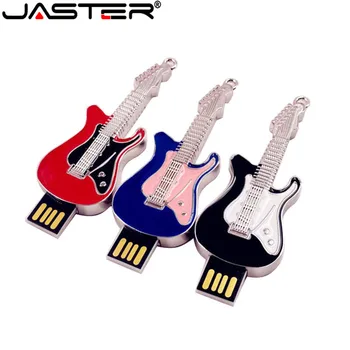 JASTER Metāla ģitāru USB flash drive Mūzikas ģitāras modeļa Pen drive memory Stick pendrive 4GB 8G 16GB 32GB 64GB, 128GB U diska dāvanu