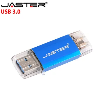 JASTER OTG USB Flash Drive USB3.0 + Tips-C Pildspalvu Drive128GB 64GB, 32GB 16GB 4GB 8GB Pendrive TIPA-C/GAB