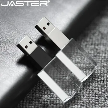 JASTER usb flash pendrive kristāla usb stick usb2.0 3D drukas 4GB 8GB 16GB 32GB 64GB caurspīdīga stikla custom logo, radošas dāvanas