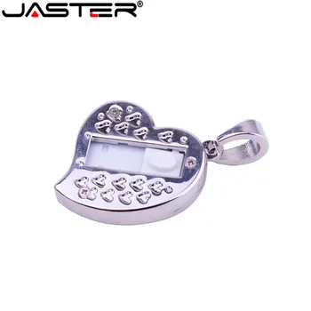 JASTER USB metāla jauki sirdi ar ķēdes usb flash drive pendrive 4GB 8GB 16GB 32GB 64GB kaklarota sirds formas atmiņas karte dāvanu