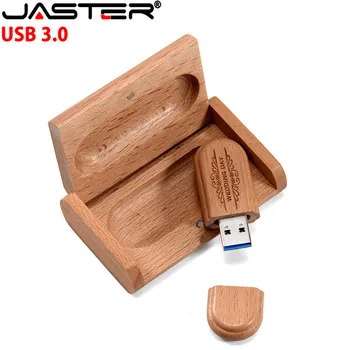 JASTER usb3.0 Kļavas koksnes+kastes usb flash drive pendrive 4 GB 8 GB 16 GB 32 GB kļavu photogrephy koka iegravēt LOGO labākā dāvana