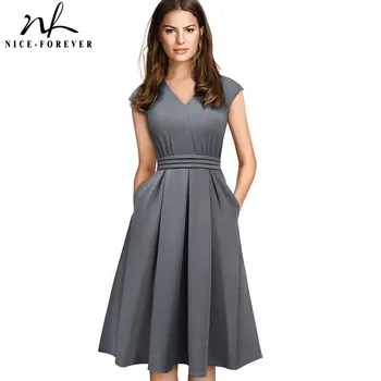Jauki-uz visiem laikiem Īss Elegants vienkrāsainu bez Piedurknēm vestidos ar Kabatas-Line Sievietes Izlīdzināšanu Kleita A196