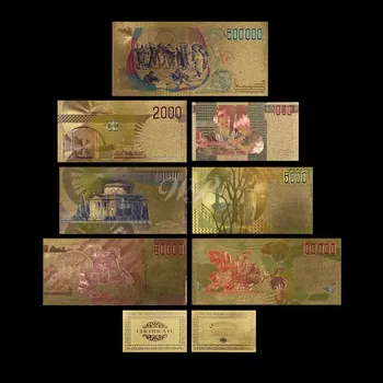 Jauks, Krāsains Itālijas Liras Banknotes Uzstādīt 7pcs Pilns Komplekts, Metāla Zelta Folijas Banknošu itāļu Valūta Suvenīru Dekorēšanai