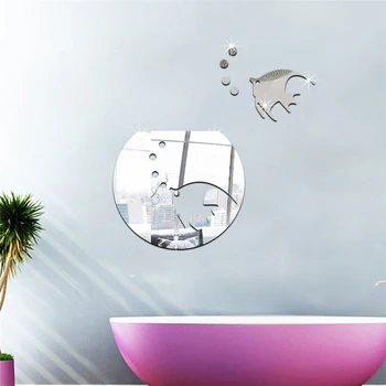Jauna 3D Akrila Sienas Uzlīmes, Zivju Tvertnes Spogulis Smalku Griešanai Istabas DIY Sienas Mājās Decal Dekori