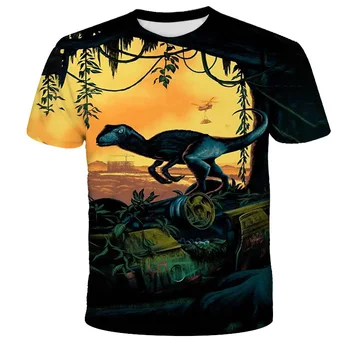 Jauna Jurassic Park T-krekls Zēniem un Meitenēm 3D Drukāts T-krekls Gadījuma Jautri Jaka Jurassic Pasaules T-krekls Zēniem un Meitenēm, Forši T-krekls