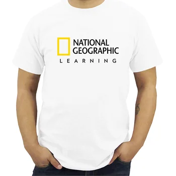Jauna National Geographic Logo Īsām Piedurknēm Vīriešu WhiteT-Krekls Vīriešiem kravu T-krekli Vasaras Zīmols T Streetwear Plus Lieluma