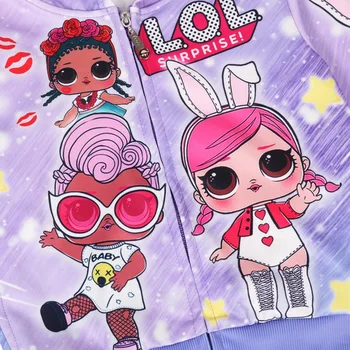 Jauna Rudens Girls Karikatūra Drēbes Lol Lelle Meitenes Skaisto Princesi Rāvējslēdzēju Mētelis Fashion Bērniem, Meitenēm, Pateicības Kostīms
