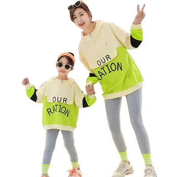 Jauna rudens Vecāku un bērnu apģērbs, sporta tendence kapuces džemperis divi gabali bērniem tracksuit meitenes zēni apģērbu komplekts 110-160cm bērns