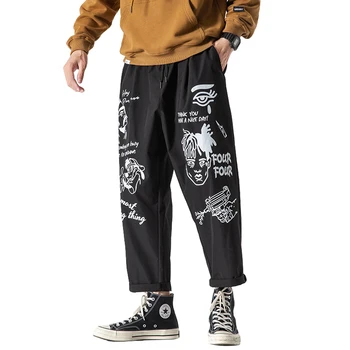 Jauna rudens vīriešu apģērbs, vīriešu bikses drukāt lielgabarīta streetwear kravas bikses vīriešu ikdienas vaļīgas bikses vīriešu bikses cilvēks