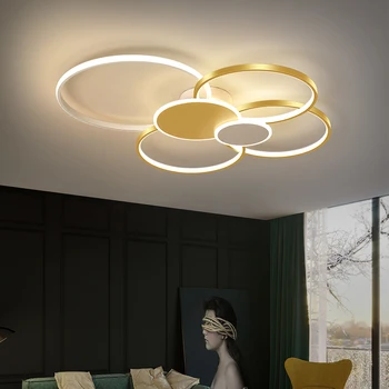 Jaunais LED lustras apgaismojums Melns/Balts/Zelta Rāmis mūsdienu lustra luces led decoracion Par Guļamistabā, viesistabā, gaismas ķermeņi,