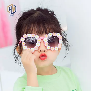 Jaunais Little Daisy jauki Brilles Ziedi Bērnu Saulesbrilles Apaļā Rāmja Slīpumu, Bērnu saules Brilles UV400