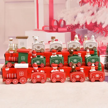 Jaunais Ziemassvētku vilciena krāsotas koka ar Santa/lācis Ziemassvētki bērnu rotaļlietas, dāvanu, rotājumu navidad Ziemassvētku rotājums mājās Jaunā Gada dāvanu