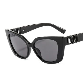 Jaunas Govs Svītru Cat Eye Saulesbrilles Sieviešu Plastmasas Rāmis Classic Saules brilles Dāmas Retro Modes Spoguļi saules Brilles UV400 oculos