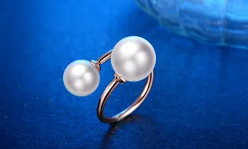 Jaunas ielidošanas augstas kvalitātes Shell pearl (10mm+12mm) 925 sudraba dāmas'party gredzeni, rotaslietas, dāvanu sievietēm atvērt gredzens