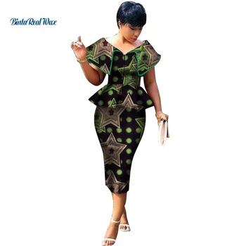 Jaunas Ielidošanas Augšu un Taisni Svārki Komplekti Āfrikas Vasks Drukas 2 Gabali Svārki Komplekts Sievietēm Bazin Riche Āfrikas Stila Apģērbu WY3200