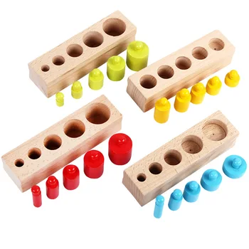Jaunas Ielidošanas Bērniem, Montessori Rotaļlietas Krāsains Ligzda Cilindra Komplekts Dižskābardis Koka Multicolor Bloki Sākumā Izglītības Matemātikas Mācīšanas Rotaļlietas
