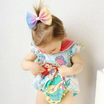 Jaunas Ielidošanas Princese Karikatūra Bodysuits Vasaras Baby Meitenes Nāra Bez Piedurknēm Bodysuit Jumpsuit Toddler Modes Apģērbs Apģērbs