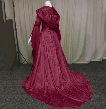 Jaunas ielidošanas Renesanses, Viduslaiku Tērpu Princese Boho Viktorijas Kleita Sievietēm Vintage Kapuci Kleita Gothic Saģērbt Halloween kostīms