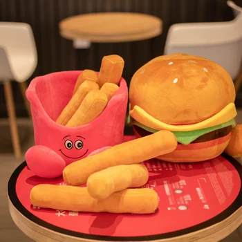 JAUNAS Multfilmas Pārtikas Plīša Rotaļlieta Hamburger Mikroshēmas Spilgti Pildījumu Uzkodu Spilvens Ultra Soft Bērniem Dzimšanas dienas Dāvana