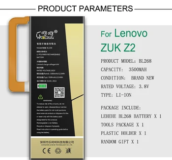 Jaunas Oriģinālas LEHEHE Akumulatora BL268 Lenovo ZUK Z2 3500mAh Mobilo Telefonu rezerves Augstas Kvalitātes Akumulatoru instrumenti Dāvanas