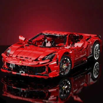 Jaunas Tehnikas RC Ferrari 458 Ar LED gaismas Putekļu Vāciņa, 3380PCS Celtniecības Bloki Radošo Super Sporta Auto Ķieģeļi Rotaļlietas Bērniem Dāvanas